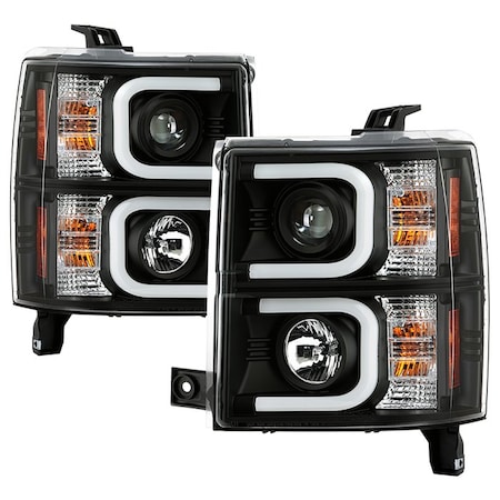 Spyder Automotive 14-15 SILVERADO 1500 PROJECTOR HEADLIGHTS-LIGHT BAR DRL-BLACK-HIGH H1(INCLUDED)- DRIVE/PASS 5079473